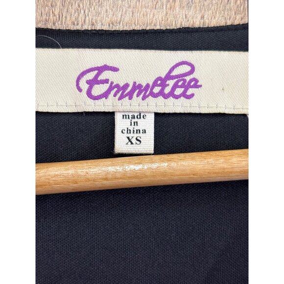 Emmelle Black Lace Long Sleeve V-Neck Blouse XS Polyester Made In China - Picture 4 of 7